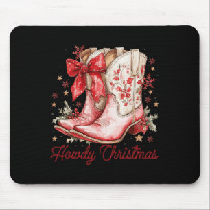 Tapis De Souris Western Howdy Christmas Cowgirl Boot Coquette Bow