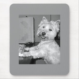 TAPIS DE SOURIS WESTIE ADORE L'ORDINATEUR MOUSEPAD