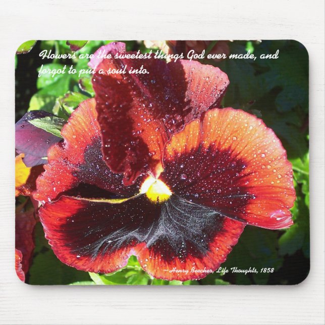 Tapis De Souris Wet Pansy avec Henry Beecher citation mousepad (Devant)