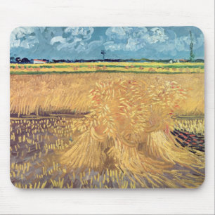 Tapis De Souris Wheatfield de Vincent van Gogh avec des gerbes,