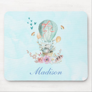 Tapis De Souris Whimsical Bunny Riding in a Hot Air Balloon