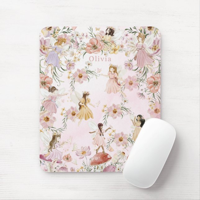 Tapis De Souris Whimsical Cute Fairy Fleur sauvage Garden Meadow (Avec souris)