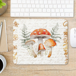 Tapis De Souris Whimsical Forest Champignons Lettre Vintage Agrito