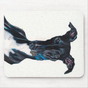Tapis De Souris Whippet Art original couleur crayon en noir