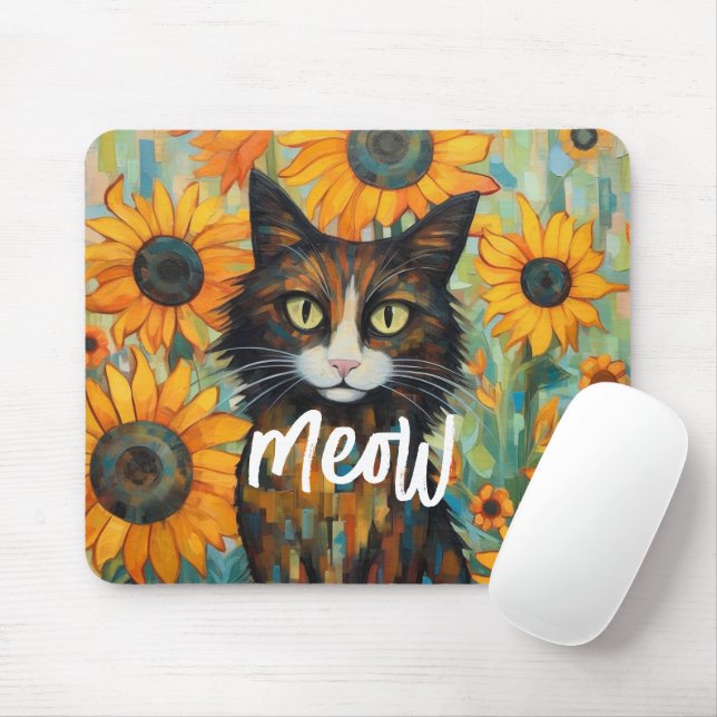 Tapis De Souris Whiskers et Sunflower Bliss Amoureux des chats (Avec souris)