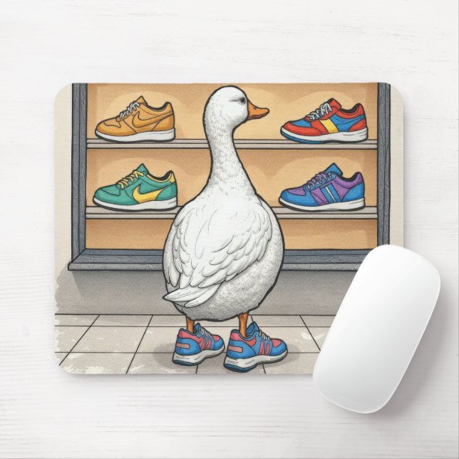 Tapis De Souris White Duck Shopping For Sneakers (Avec souris)
