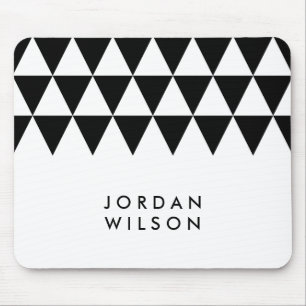 Tapis De Souris White Minimalist Modern Black Triangle Pattern