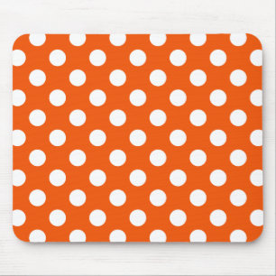 Tapis De Souris White polka dots on orange