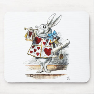 Tapis De Souris White Rabbit Alice Wonderland Hearts