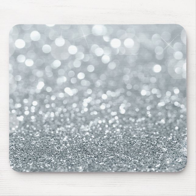 Tapis De Souris White Silver Parties scintillant Bokeh Glam tendan (Devant)