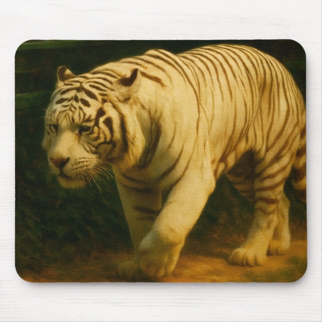 Tapis De Souris White Tiger Majesty - Stylisé Art de la faune (Devant)