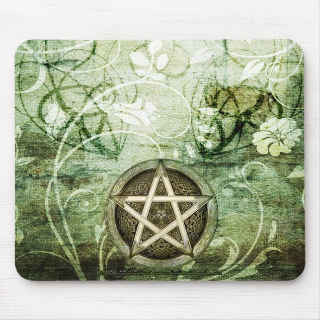 Tapis De Souris Wicca Rustica : Pentagramme de région boisée (Devant)