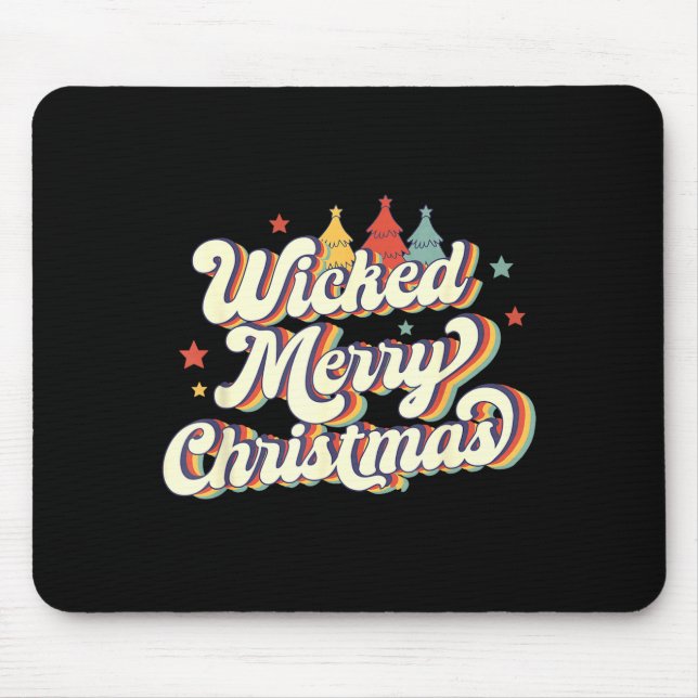 Tapis De Souris Wicked Merry Christmas Retro Groovy New England Xm (Devant)