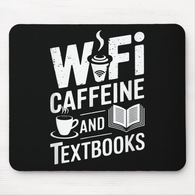 Tapis De Souris Wifi Caféine Et Manuels Scolaires  (Devant)