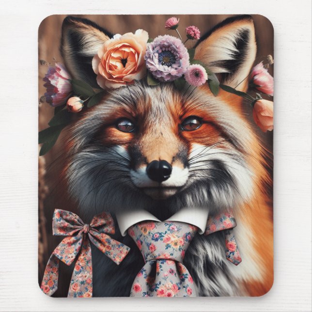 Tapis De Souris Wild fox wearing a tie cute  (Devant)