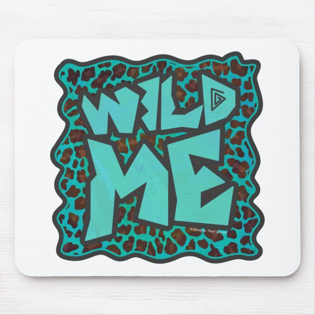 Tapis De Souris Wild Me Design léopard Brown et Turquoise (Devant)