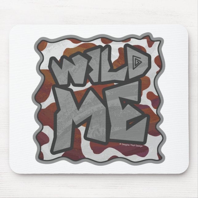 Tapis De Souris Wild me Vache Brown et blanche Impression (Devant)