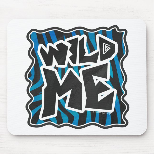 Tapis De Souris Wild Me Zebra Noir et Bleu (Devant)