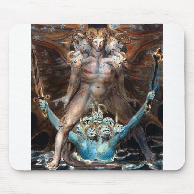 Tapis De Souris William Blake Le grand dragon rouge et la bête (Devant)