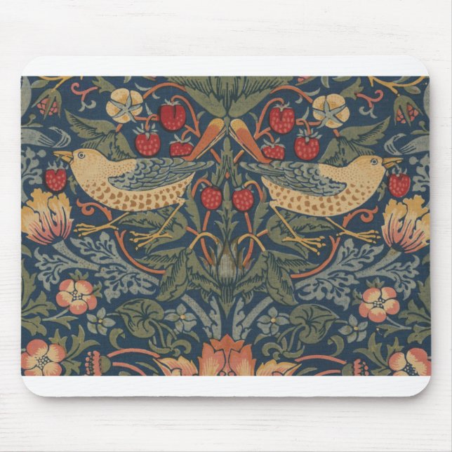 Tapis De Souris William Morris Fraise Voleurs Oiseaux (Devant)