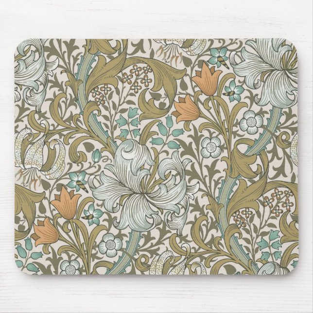 Tapis De Souris William Morris Golden Lily Blue Gold Classic (Devant)