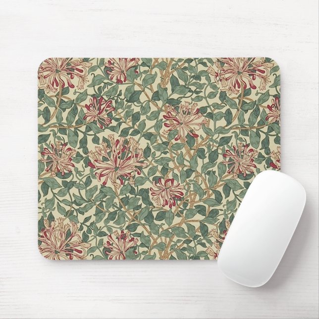 Tapis De Souris William Morris - Honeysuckle Rose & Feuille (Avec souris)
