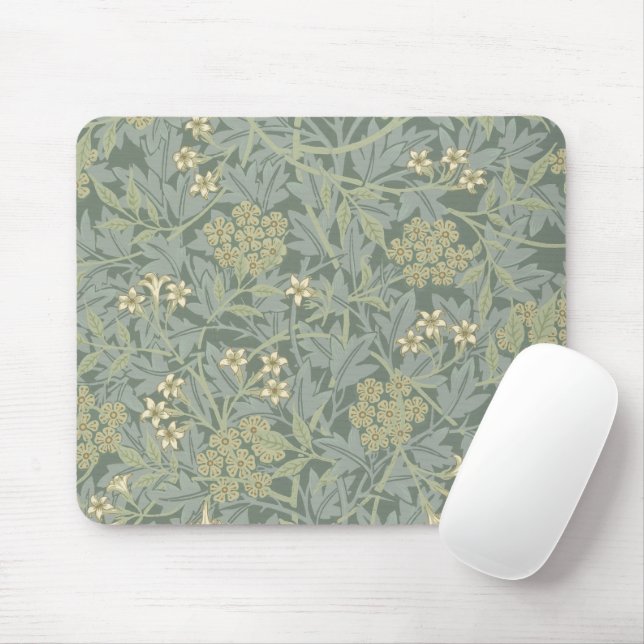 Tapis De Souris William Morris Jasmine Bleu Vert Art Botanique (Avec souris)