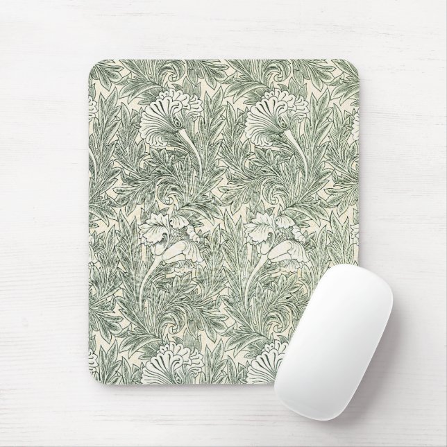 Tapis De Souris William Morris tulip fond textile vert (Avec souris)