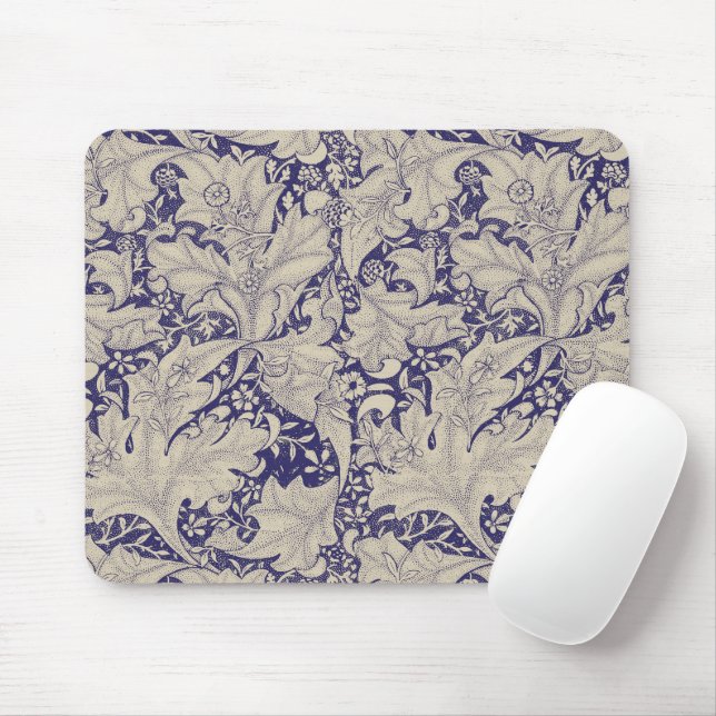 Tapis De Souris William Morris Wallflower bleu damas floral (Avec souris)