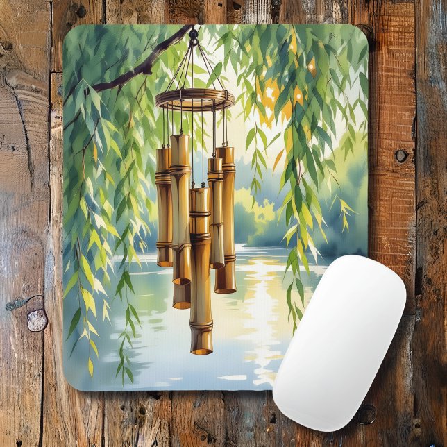 Tapis De Souris Willow plumant, Windchimes et lac (Créateur téléchargé)