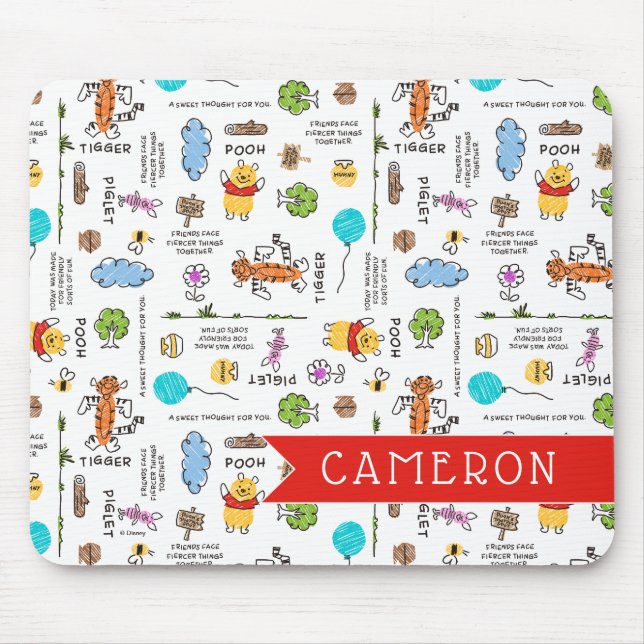 Tapis De Souris Winnie l'Ooh | Motif de croquis Doodle Friends (Devant)