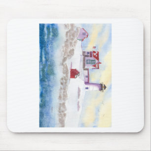Tapis De Souris winter at Nubble LIghthouse in Maine