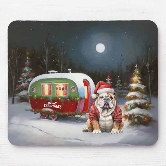 Tapis De Souris Winter Bulldog Caravan Christmas Adventure (Devant)