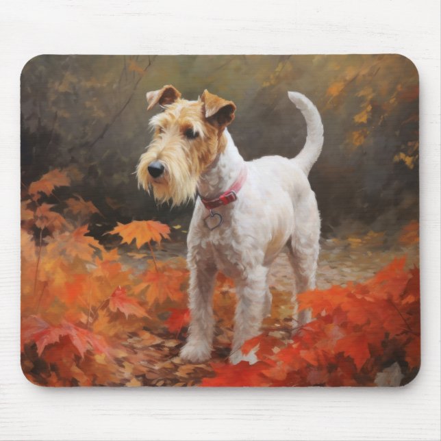 Tapis De Souris Wirefox Terrier en automne Leaves automne Inspire (Devant)