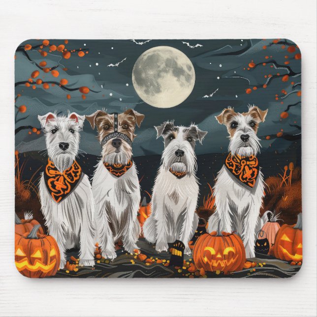 Tapis De Souris Wirefox Terrier Halloween Éffrayant (Devant)