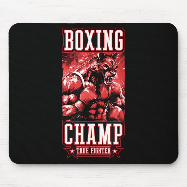 Tapis De Souris Wolf Boxing Champ _ Boxer Fighter Motivation  (Devant)