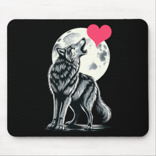 Tapis De Souris Wolf Holding Heart Valentine's Day Cute Wolves Val