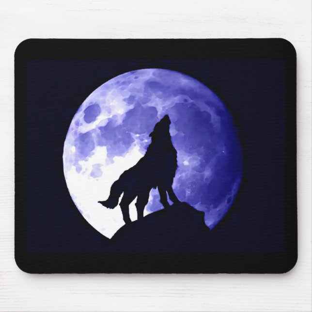 Tapis De Souris Wolf Howling à Moon (Devant)