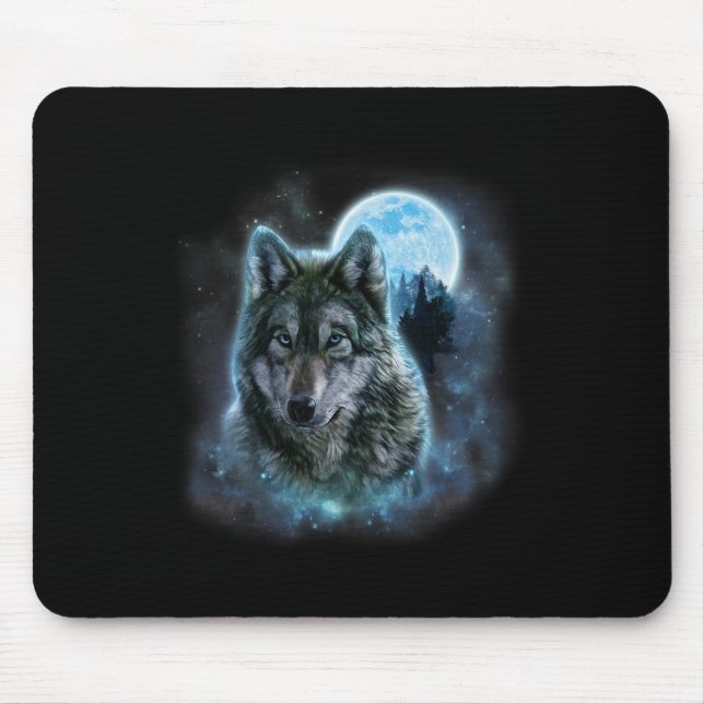 Tapis De Souris Wolf Icy Moon Galaxy Chasse Gris Gris Loups Pour (Devant)