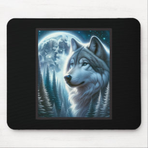 Tapis De Souris Wolf Icy Moon Galaxy Chasse Gris Gris Loups Pour