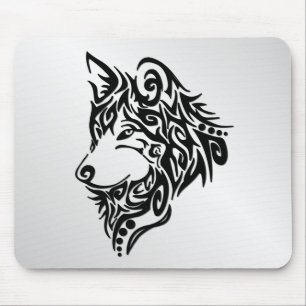 Tapis De Souris Wolf tribal noir