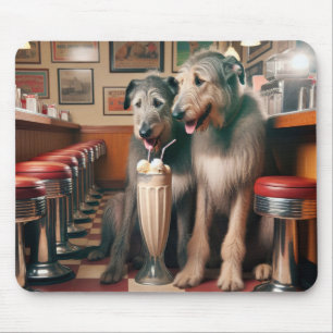 Tapis De Souris Wolfhounds irlandais dans un dîner rétro