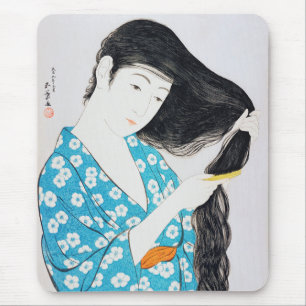 Tapis De Souris Woman Combing Her Hair, Goyō Hashiguchi