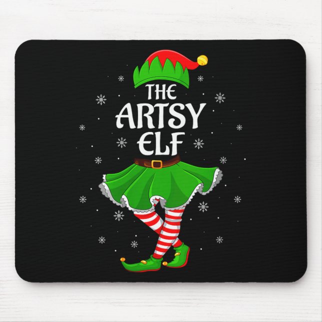 Tapis De Souris Womens Artsy Elf Christmas Family Girls Women Elf  (Devant)