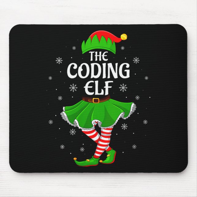 Tapis De Souris Womens Coding Elf Christmas Family Girls Women Elf (Devant)