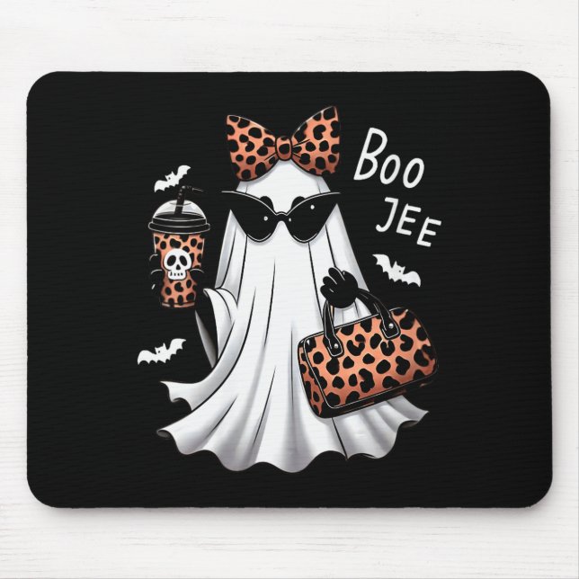 Tapis De Souris Womens Coquette Leopard Ghost Coffee Boo-jee Hallo (Devant)