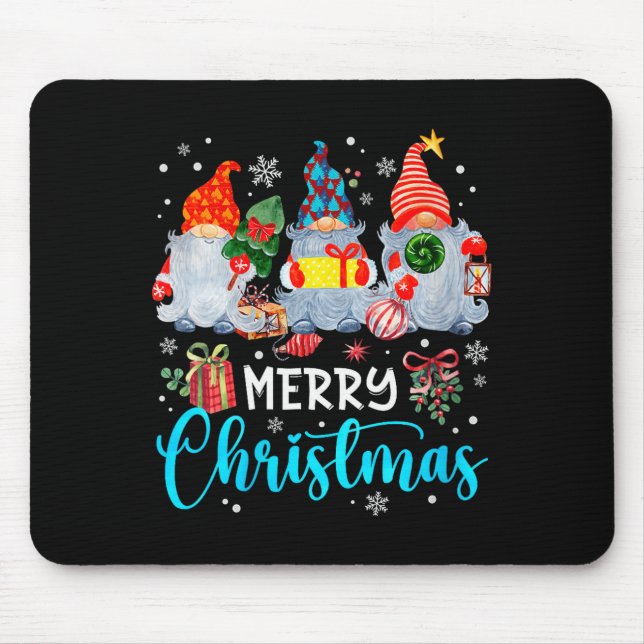 Tapis De Souris Womens Cute Merry Christmas Gnome Snowflakes Xmas  (Devant)