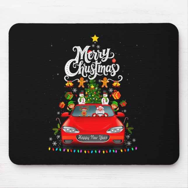 Tapis De Souris Womens Funny Santa Driving Wagon Red Truck Christm (Devant)