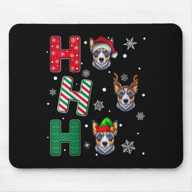Tapis De Souris Womens Ho Ho Ho Blue Heeler Dog Matching Christmas (Devant)