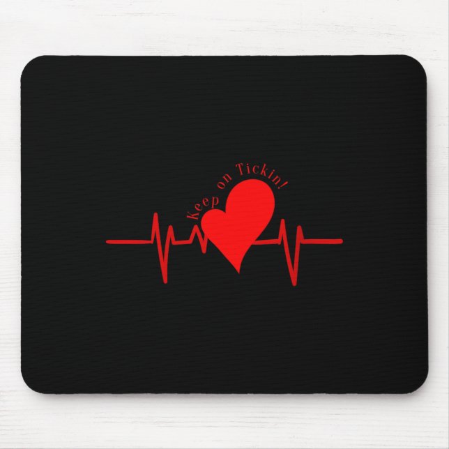 Tapis De Souris Womens Keep On Tickin! Ekg Heartbeat Cow Valve Hea (Devant)